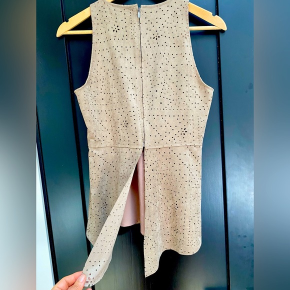 BCBG MAX AZRIA faux suede perforated sleeveless top. - Picture 2 of 2